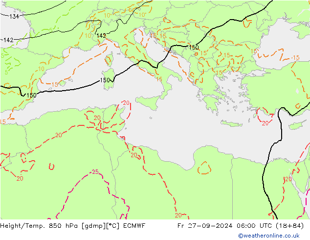 Height/Temp. 850 hPa ECMWF Sex 27.09.2024 06 UTC