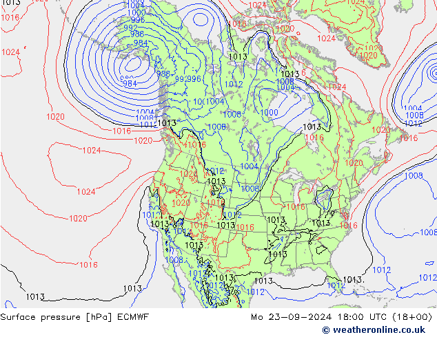 Surface pressure ECMWF Mo 23.09.2024 18 UTC