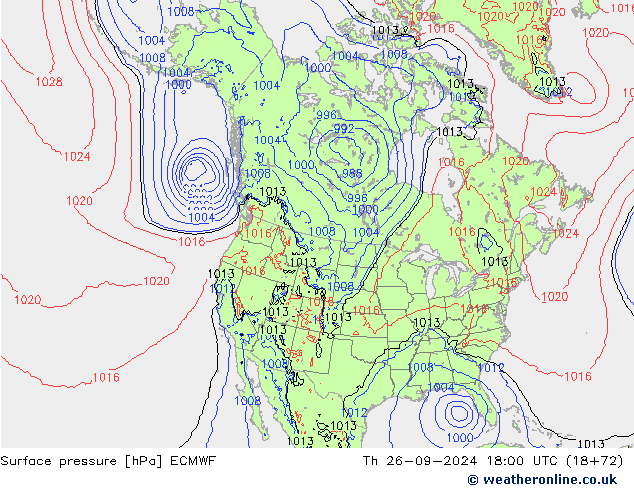 приземное давление ECMWF чт 26.09.2024 18 UTC