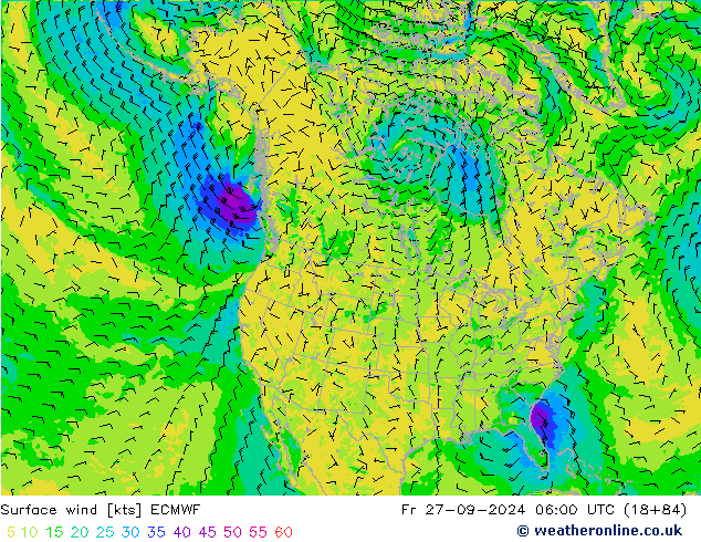 Wind 10 m ECMWF vr 27.09.2024 06 UTC