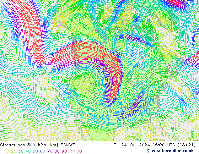 Stromlinien 300 hPa ECMWF Di 24.09.2024 15 UTC