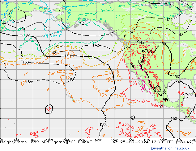 Z500/Rain (+SLP)/Z850 ECMWF mié 25.09.2024 12 UTC