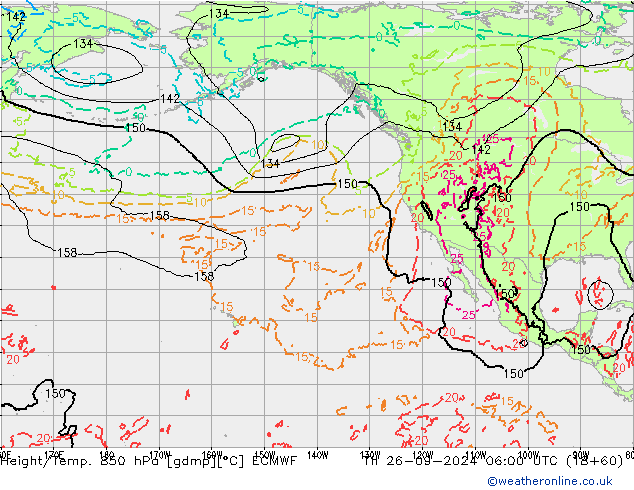 Z500/Rain (+SLP)/Z850 ECMWF Čt 26.09.2024 06 UTC