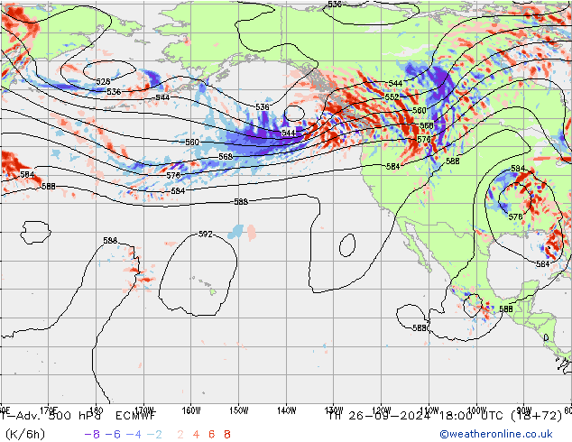 T-Adv. 500 гПа ECMWF чт 26.09.2024 18 UTC