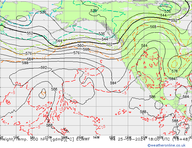 Z500/Rain (+SLP)/Z850 ECMWF ��� 25.09.2024 18 UTC