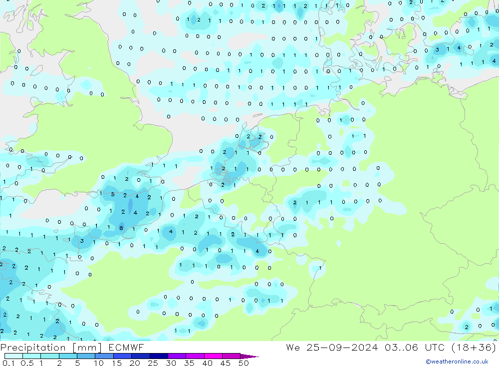 Précipitation ECMWF mer 25.09.2024 06 UTC