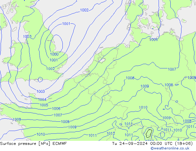 地面气压 ECMWF 星期二 24.09.2024 00 UTC