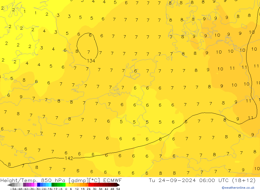 Z500/Rain (+SLP)/Z850 ECMWF Tu 24.09.2024 06 UTC