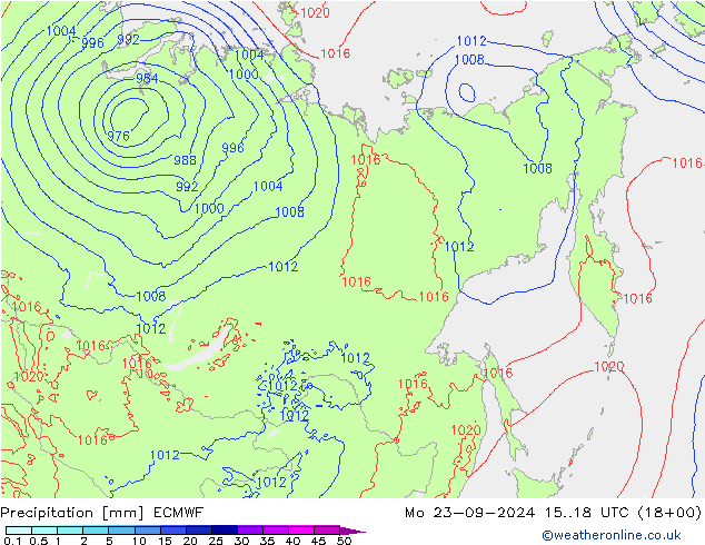 Précipitation ECMWF lun 23.09.2024 18 UTC