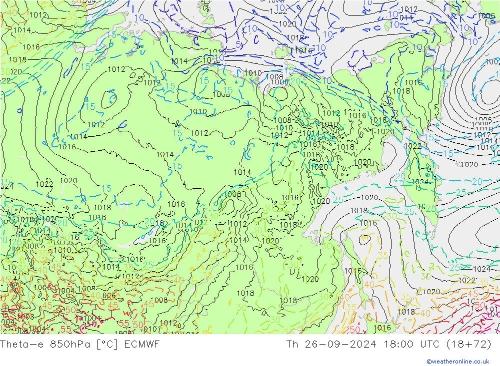 Theta-e 850hPa ECMWF Th 26.09.2024 18 UTC