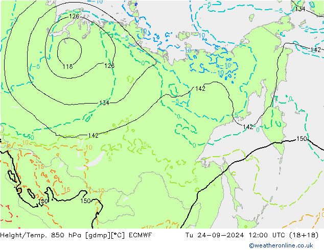 Z500/Regen(+SLP)/Z850 ECMWF di 24.09.2024 12 UTC