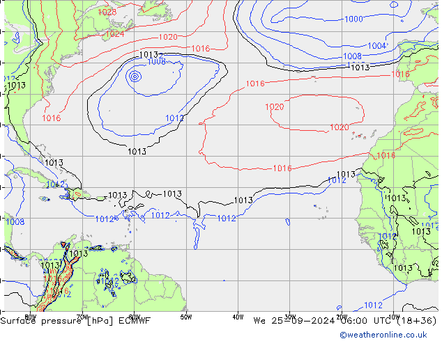 pression de l'air ECMWF mer 25.09.2024 06 UTC