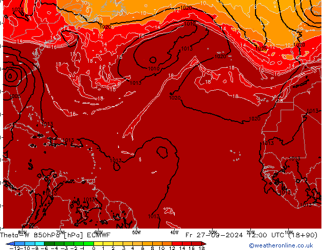 Theta-W 850hPa ECMWF Fr 27.09.2024 12 UTC