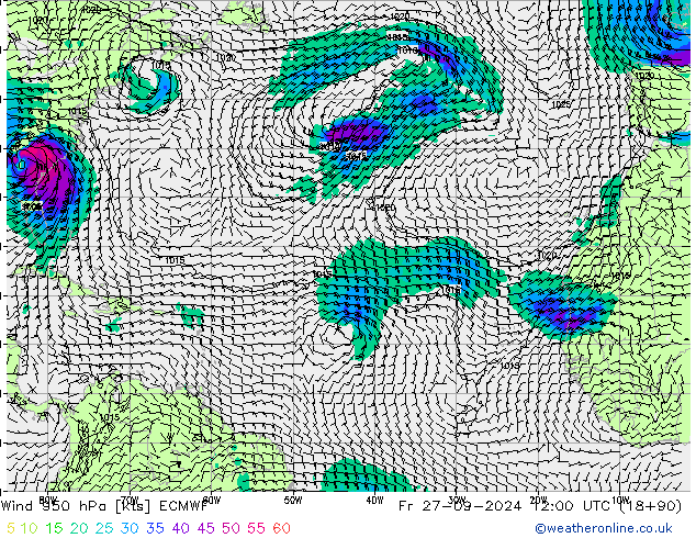 Wind 950 hPa ECMWF Fr 27.09.2024 12 UTC