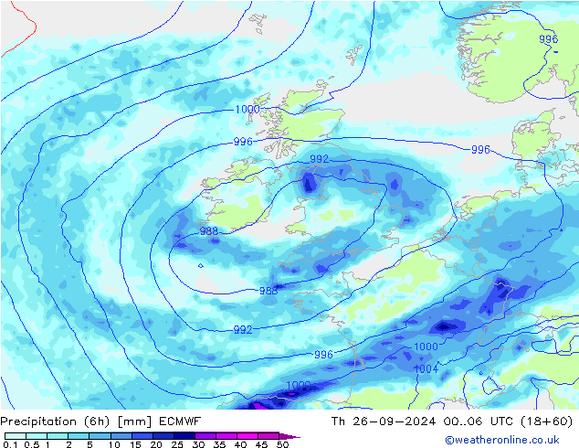 Z500/Rain (+SLP)/Z850 ECMWF Th 26.09.2024 06 UTC