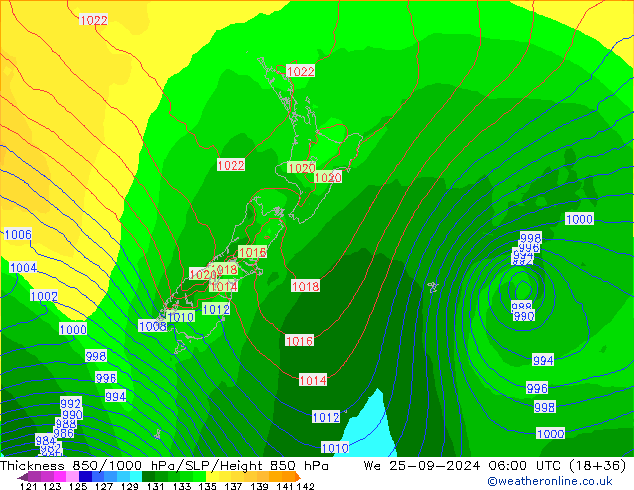 Thck 850-1000 hPa ECMWF St 25.09.2024 06 UTC