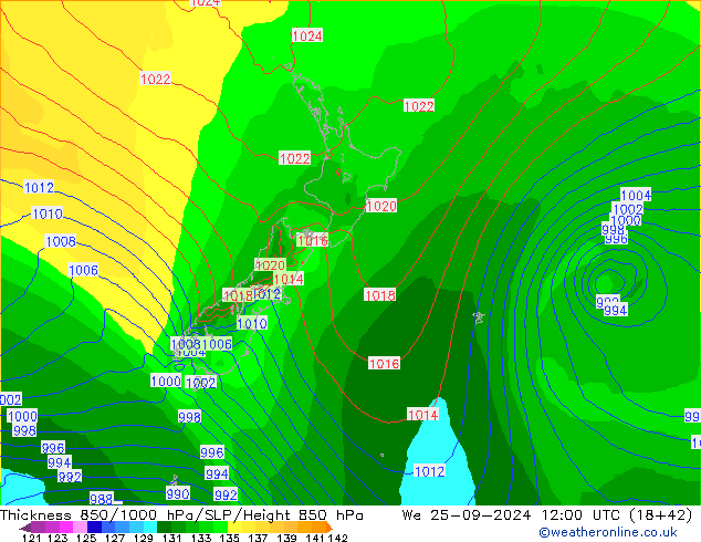 Thck 850-1000 hPa ECMWF We 25.09.2024 12 UTC