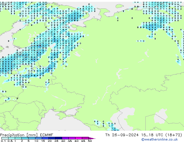 осадки ECMWF чт 26.09.2024 18 UTC