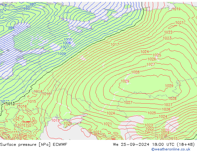 pression de l'air ECMWF mer 25.09.2024 18 UTC