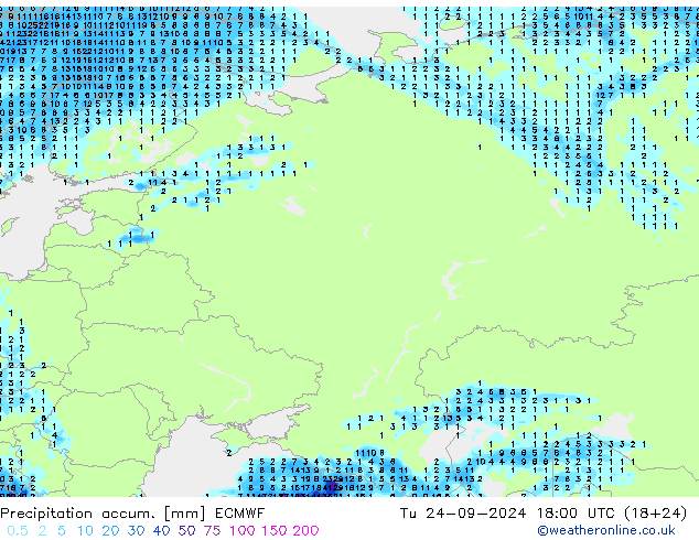 Nied. akkumuliert ECMWF Di 24.09.2024 18 UTC