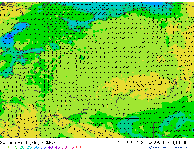 Surface wind ECMWF Th 26.09.2024 06 UTC