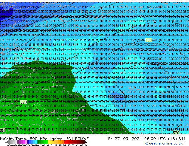 Z500/Regen(+SLP)/Z850 ECMWF vr 27.09.2024 06 UTC