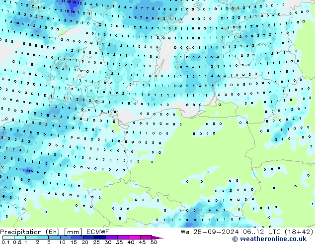 Z500/Rain (+SLP)/Z850 ECMWF Qua 25.09.2024 12 UTC