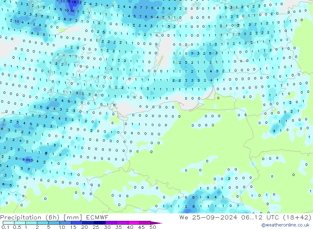 Z500/Rain (+SLP)/Z850 ECMWF ср 25.09.2024 12 UTC