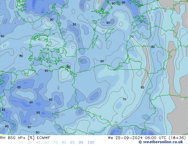 RH 850 hPa ECMWF St 25.09.2024 06 UTC