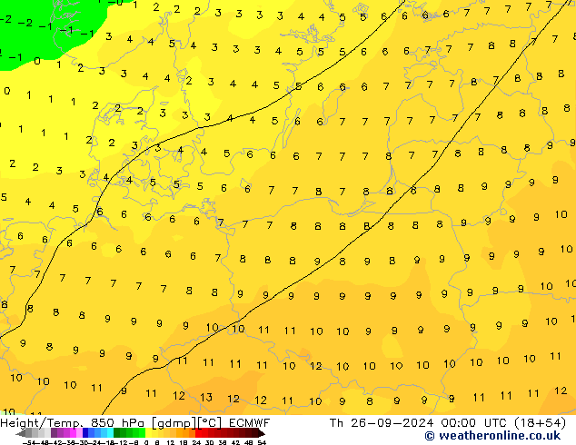 Z500/Rain (+SLP)/Z850 ECMWF czw. 26.09.2024 00 UTC