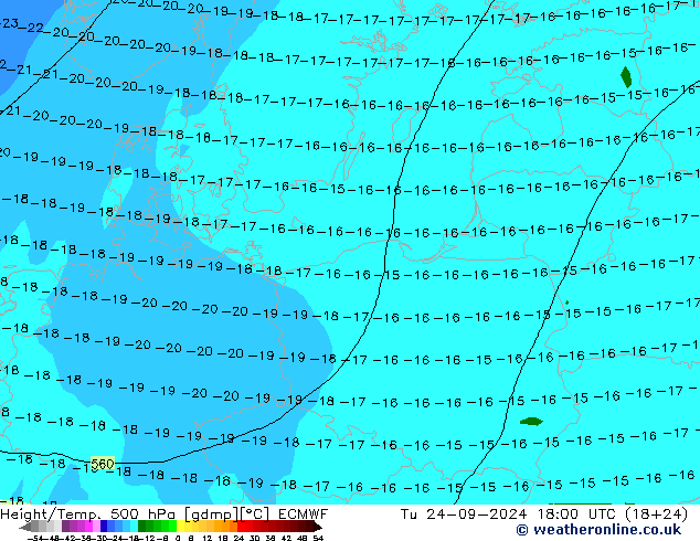 Z500/Yağmur (+YB)/Z850 ECMWF Sa 24.09.2024 18 UTC