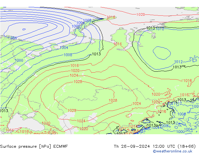 Bodendruck ECMWF Do 26.09.2024 12 UTC