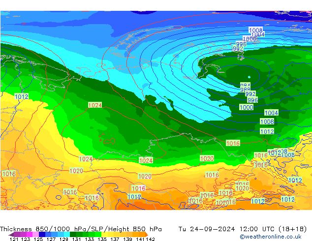 Thck 850-1000 hPa ECMWF mar 24.09.2024 12 UTC