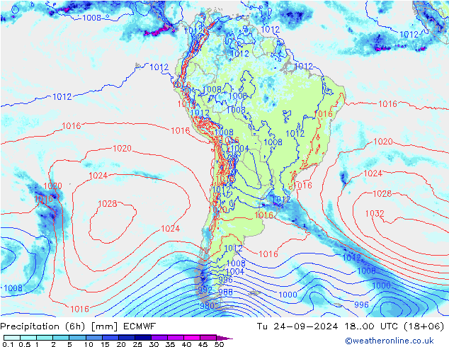 Z500/Rain (+SLP)/Z850 ECMWF wto. 24.09.2024 00 UTC