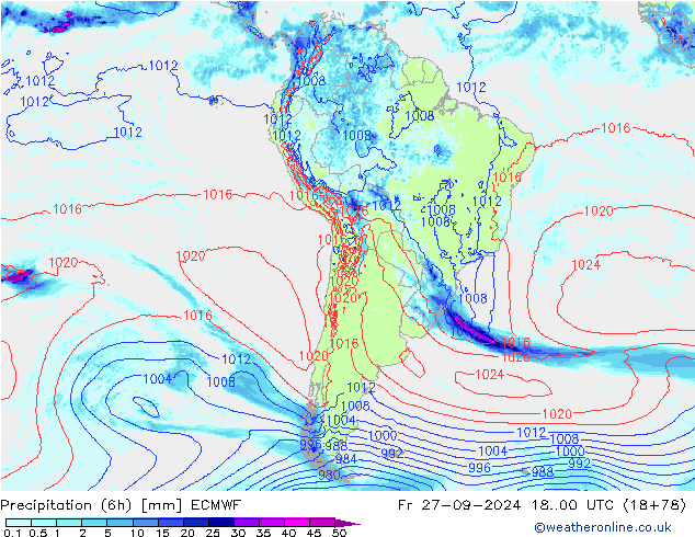 Z500/Rain (+SLP)/Z850 ECMWF Fr 27.09.2024 00 UTC