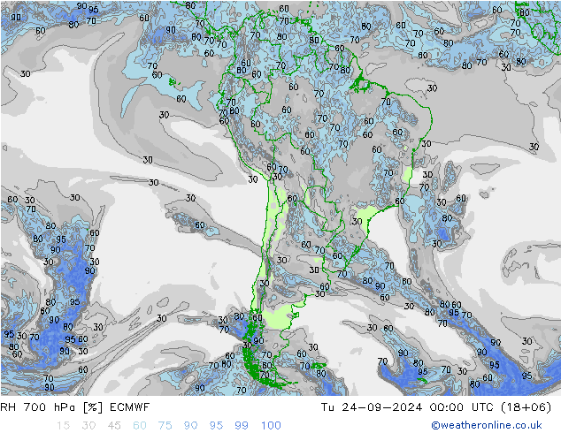 RV 700 hPa ECMWF di 24.09.2024 00 UTC