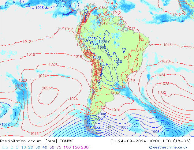 Précipitation accum. ECMWF mar 24.09.2024 00 UTC