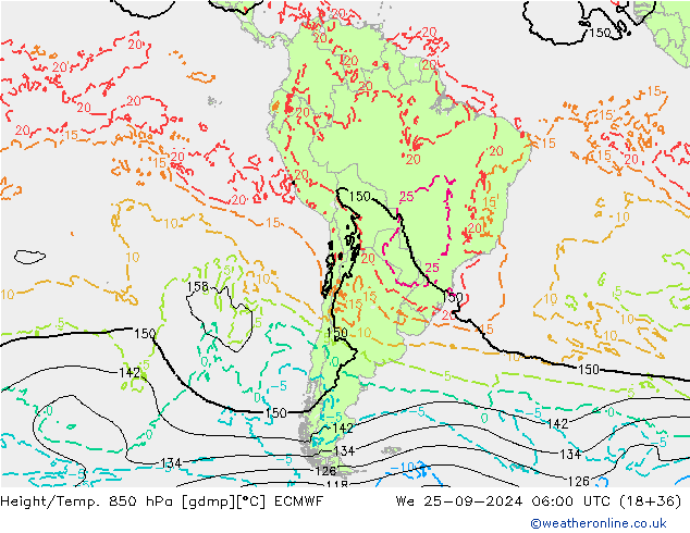 Z500/Rain (+SLP)/Z850 ECMWF Qua 25.09.2024 06 UTC