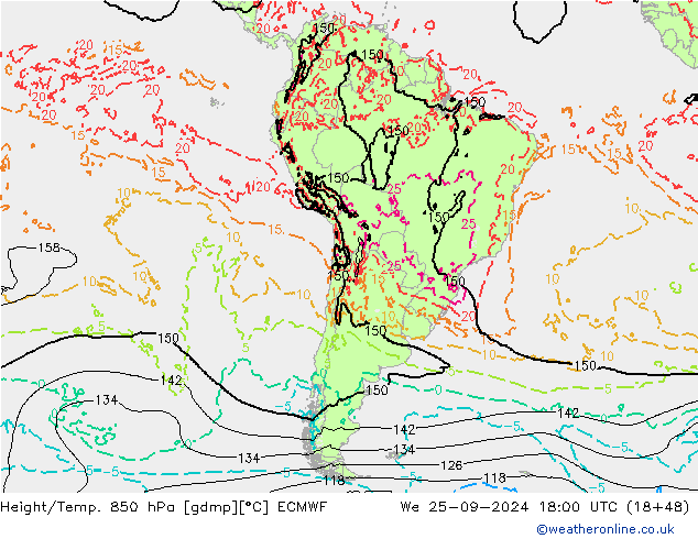 Z500/Rain (+SLP)/Z850 ECMWF We 25.09.2024 18 UTC