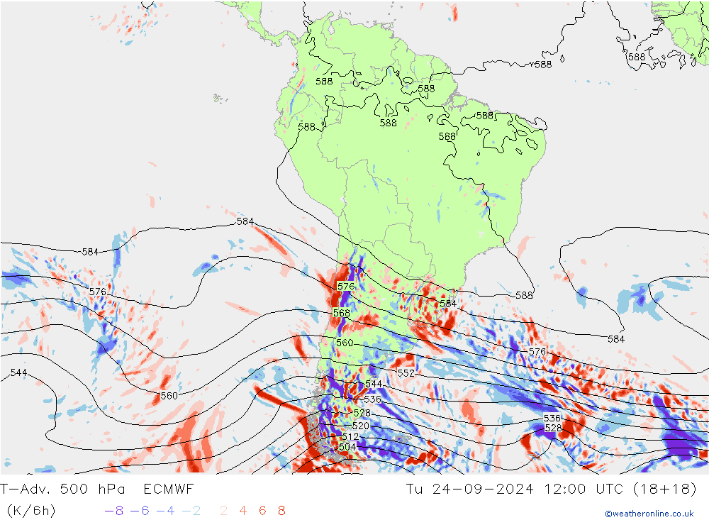 T-Adv. 500 hPa ECMWF di 24.09.2024 12 UTC