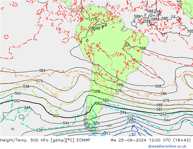 Z500/Rain (+SLP)/Z850 ECMWF ср 25.09.2024 12 UTC