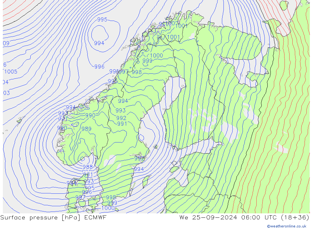 приземное давление ECMWF ср 25.09.2024 06 UTC