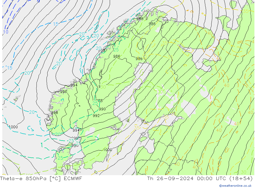 Theta-e 850hPa ECMWF Th 26.09.2024 00 UTC