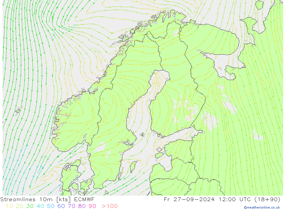 Linha de corrente 10m ECMWF Sex 27.09.2024 12 UTC