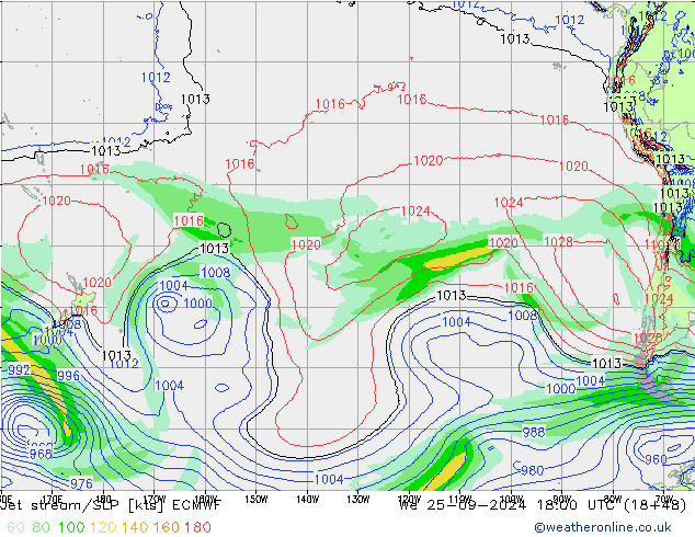 Jet stream/SLP ECMWF St 25.09.2024 18 UTC