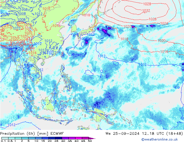 Z500/Rain (+SLP)/Z850 ECMWF St 25.09.2024 18 UTC