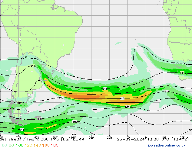 Corriente en chorro ECMWF jue 26.09.2024 18 UTC