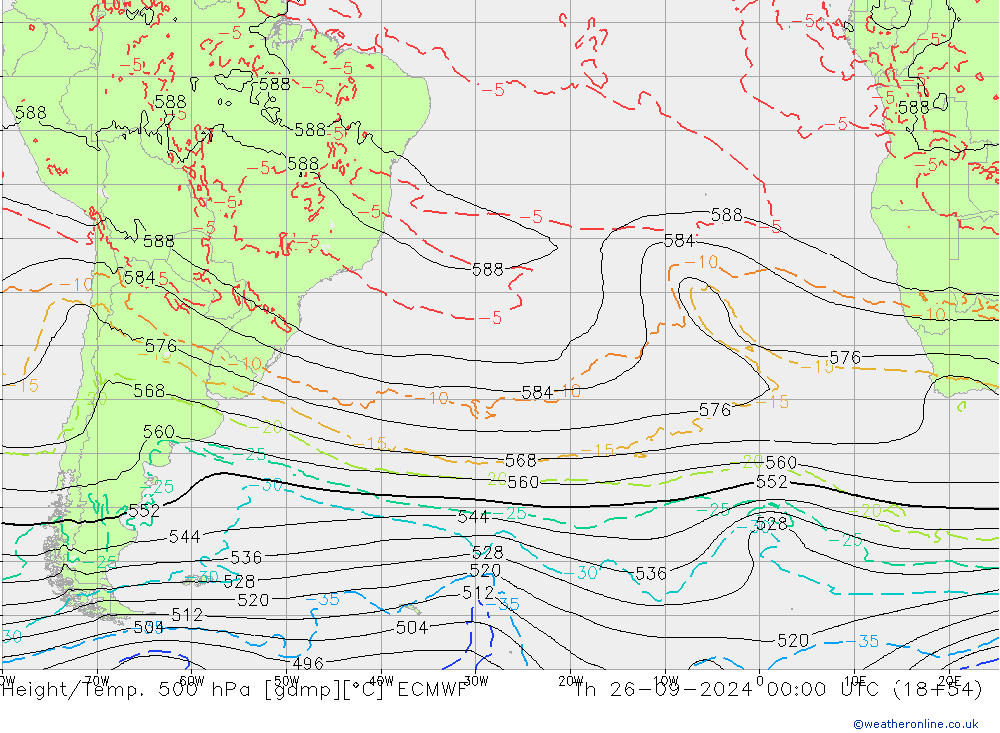 Z500/Yağmur (+YB)/Z850 ECMWF Per 26.09.2024 00 UTC