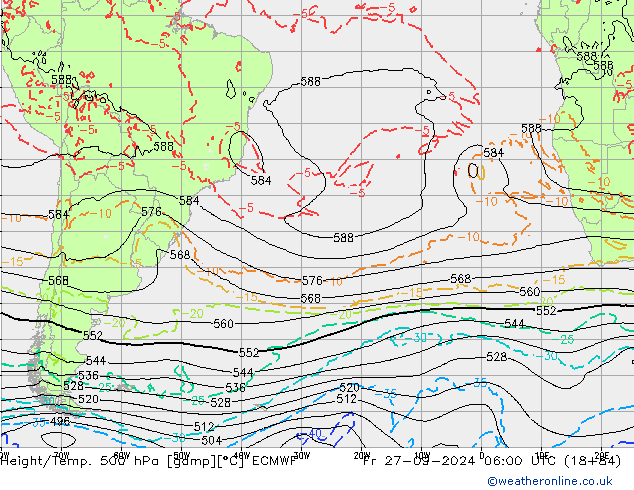 Géop./Temp. 500 hPa ECMWF ven 27.09.2024 06 UTC