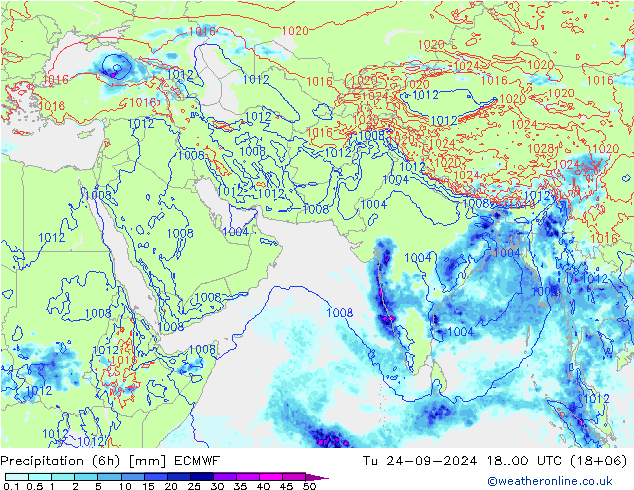 Z500/Rain (+SLP)/Z850 ECMWF 星期二 24.09.2024 00 UTC